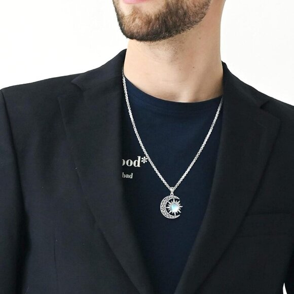 Pentagram Necklace Sterling Silver Triple Moon Goddess/Celtic Knot Witches Knot/ - Picture 6 of 9